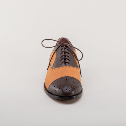 Dandy Men's Vintage Cap Toe Oxfords (Brown/Cognac)