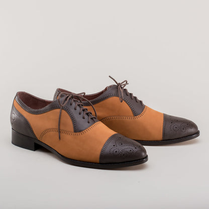 Dandy Men's Vintage Cap Toe Oxfords (Brown/Cognac)