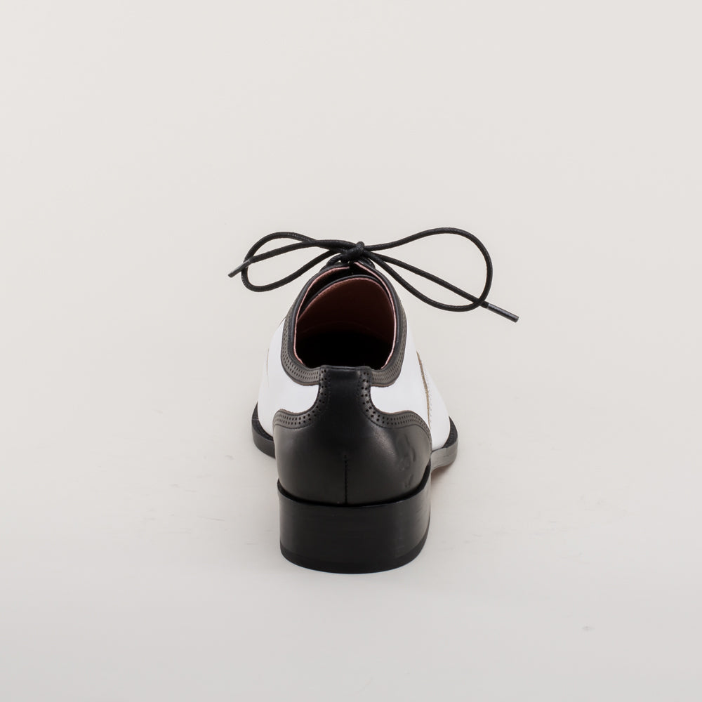 Gladys Vintage Cap Toe Oxfords (Black/White)
