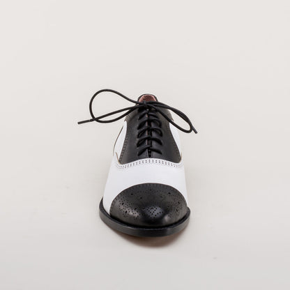 Gladys Vintage Cap Toe Oxfords (Black/White)