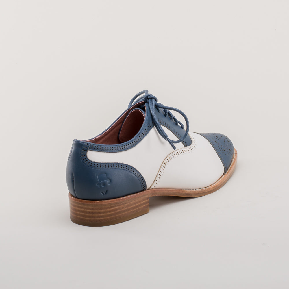 Gladys Vintage Cap Toe Oxfords (Blue/White)