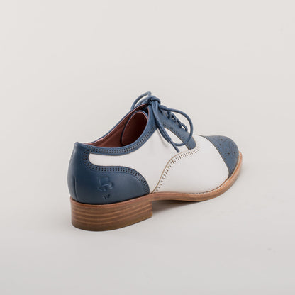 Gladys Vintage Cap Toe Oxfords (Blue/White)