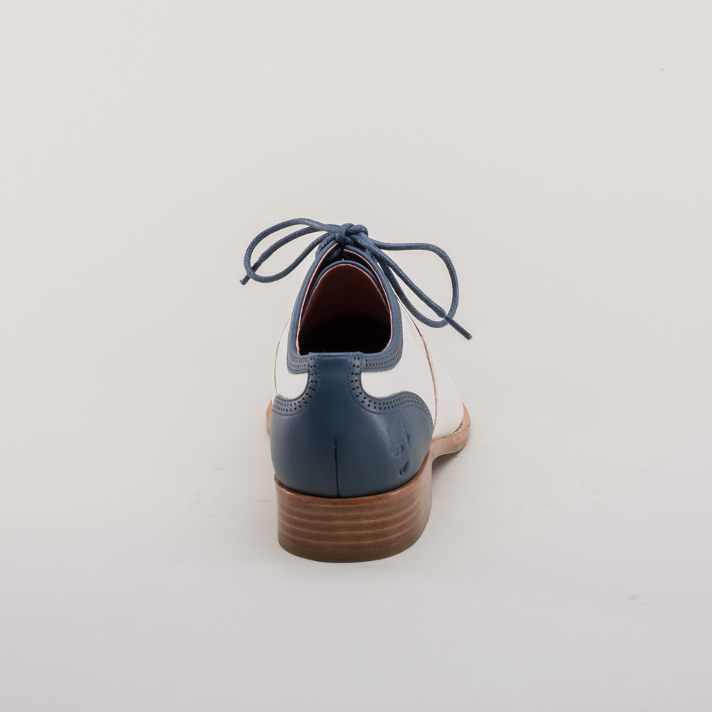 Gladys Vintage Cap Toe Oxfords (Blue/White)