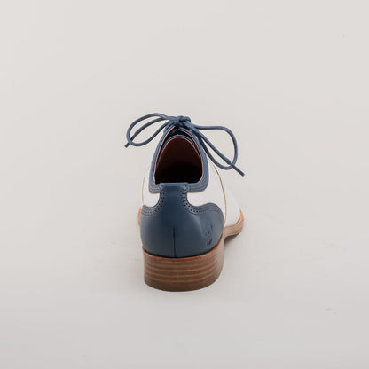 Gladys Vintage Cap Toe Oxfords (Blue/White)