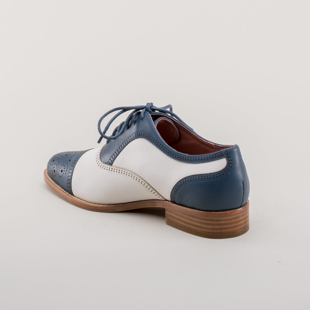 Gladys Vintage Cap Toe Oxfords (Blue/White)