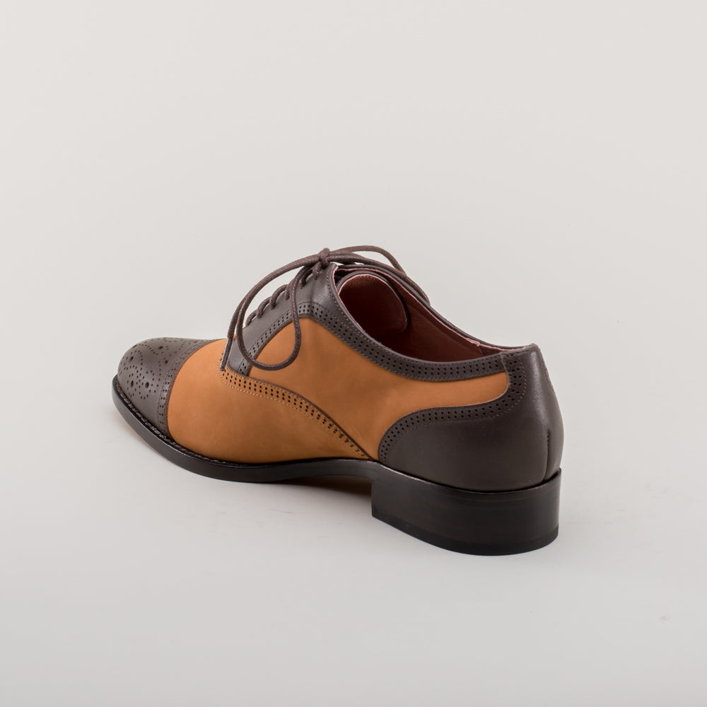 Gladys Vintage Cap Toe Oxfords (Brown/Cognac)