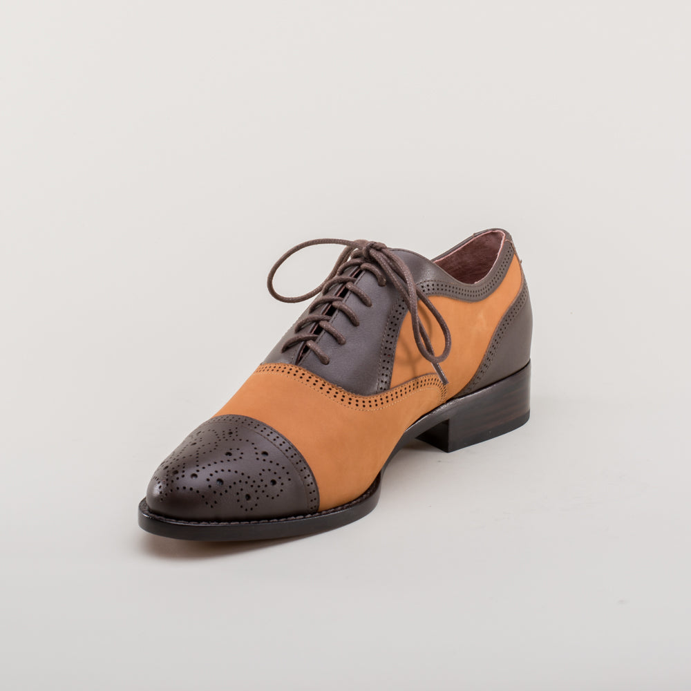 Gladys Vintage Cap Toe Oxfords (Brown/Cognac)