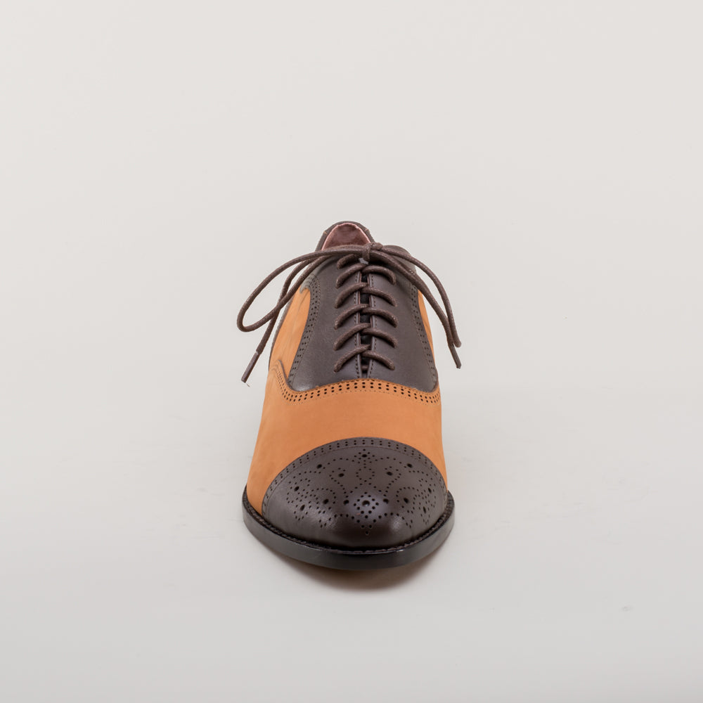 Gladys Vintage Cap Toe Oxfords (Brown/Cognac)