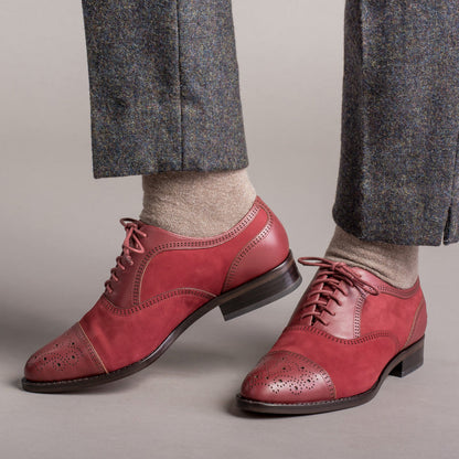 Gladys Vintage Cap Toe Oxfords (Oxblood)