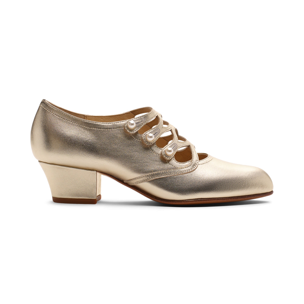 Gloria Edwardian Shoes Wide (Pale Gold)