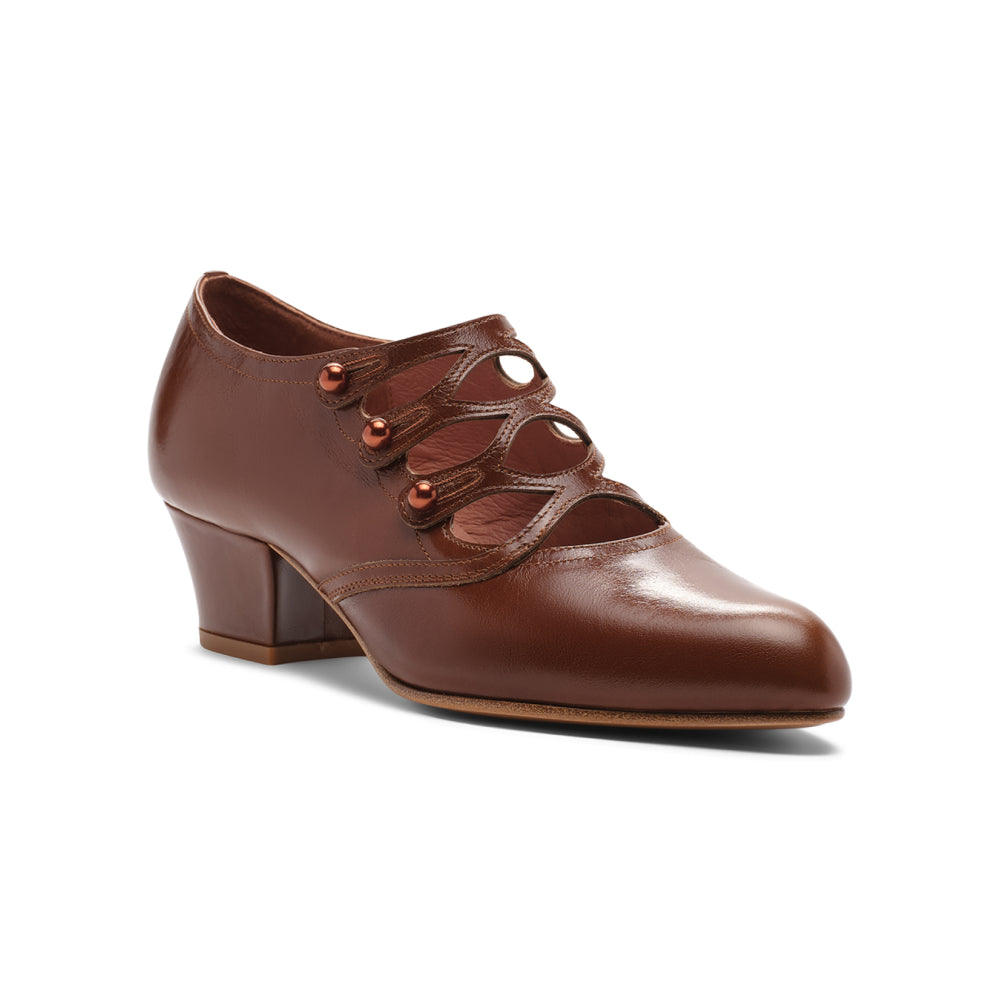 Gloria Edwardian Shoes Wide (Walnut)