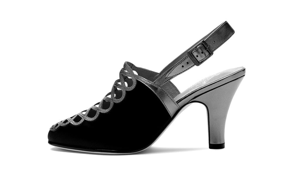 Hedy Vintage Slingbacks (Black/Gold)