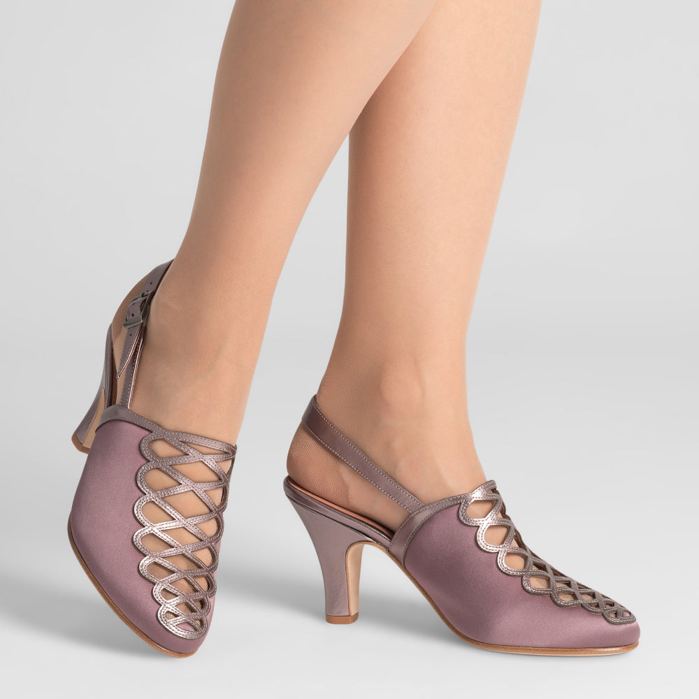 Hedy Vintage Slingbacks (Mauve/Purple Pewter)