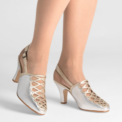 Hedy Vintage Slingbacks (Silver/Gold)