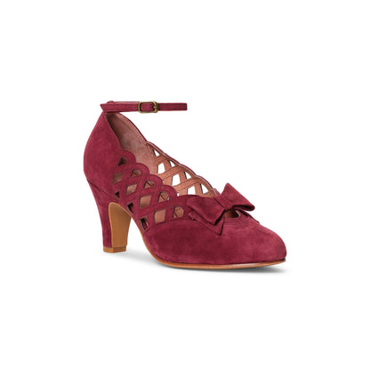 Jessie Vintage Pumps Wide (Wine Suede)