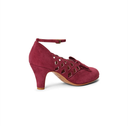 Jessie Vintage Pumps Wide (Wine Suede)