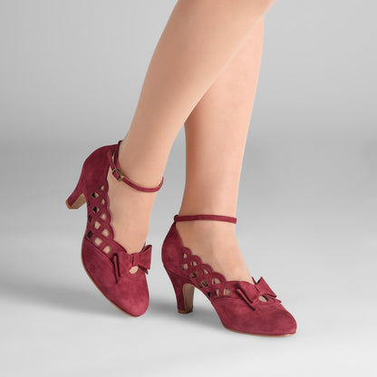 Jessie Vintage Pumps (Wine Suede)