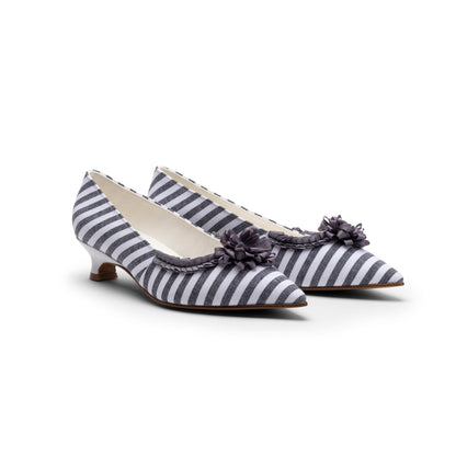 Josephine 18th Century Pumps (Charcoal/White)