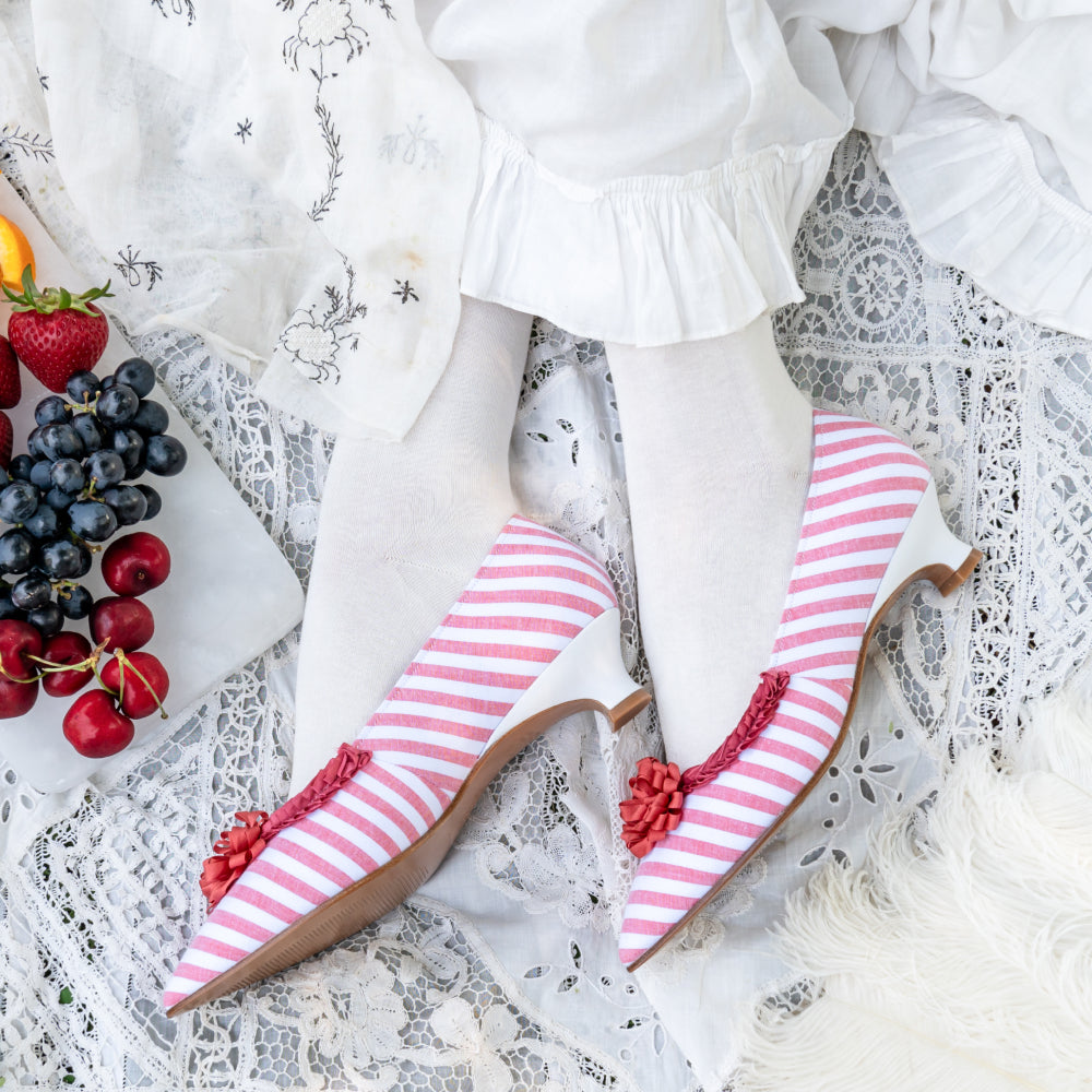 Josephine 18th Century Pumps (Red/White)