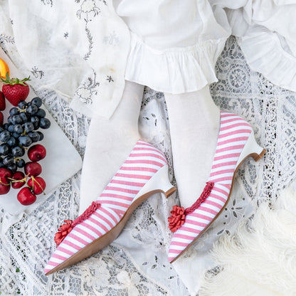 Josephine 18th Century Pumps (Red/White)