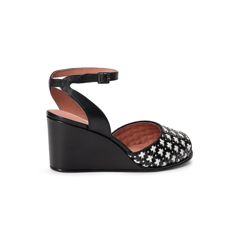 PRE-ORDER Judy 1940s Wedges (Black/Ivory)