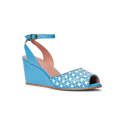 PRE-ORDER Judy 1940s Wedges (Blue/Ivory)