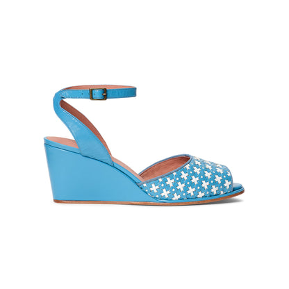 PRE-ORDER Judy 1940s Wedges (Blue/Ivory)
