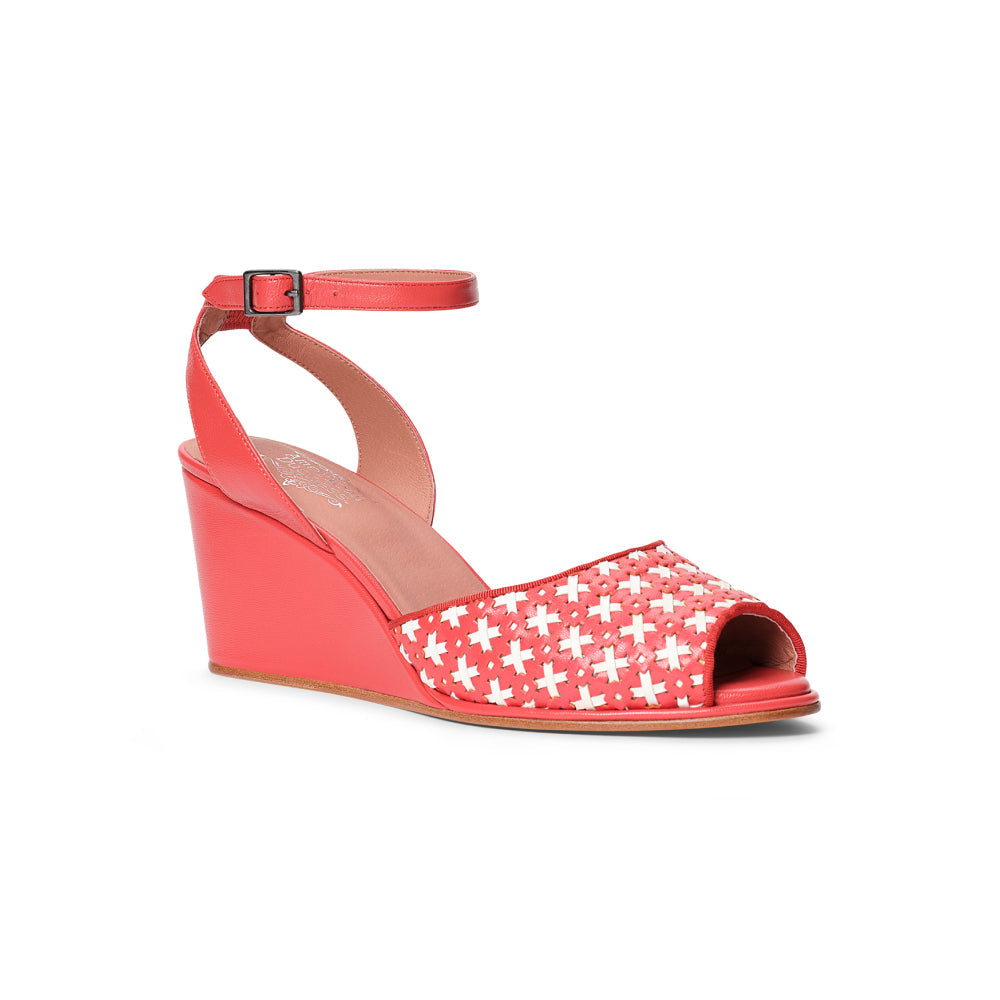 PRE-ORDER Judy 1940s Wedges (Red/Ivory)