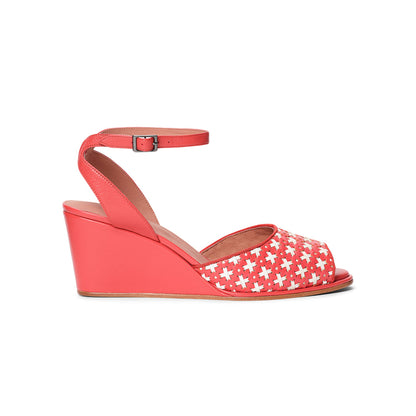 PRE-ORDER Judy 1940s Wedges (Red/Ivory)