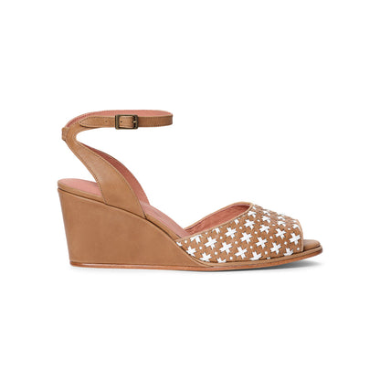 PRE-ORDER Judy 1940s Wedges (Tan/Ivory)