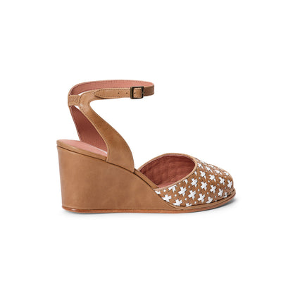 PRE-ORDER Judy 1940s Wedges (Tan/Ivory)
