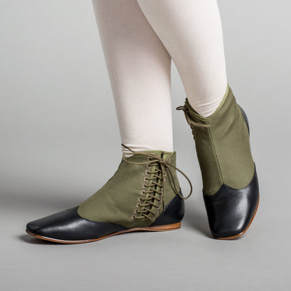 Keckley Victorian Side-Lace Boots (Green/Black)