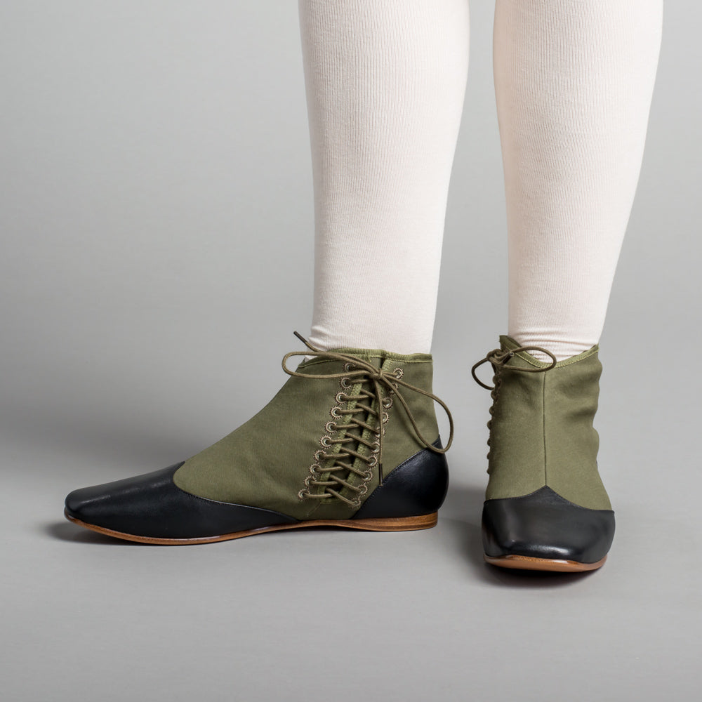 Keckley Victorian Side-Lace Boots (Green/Black)