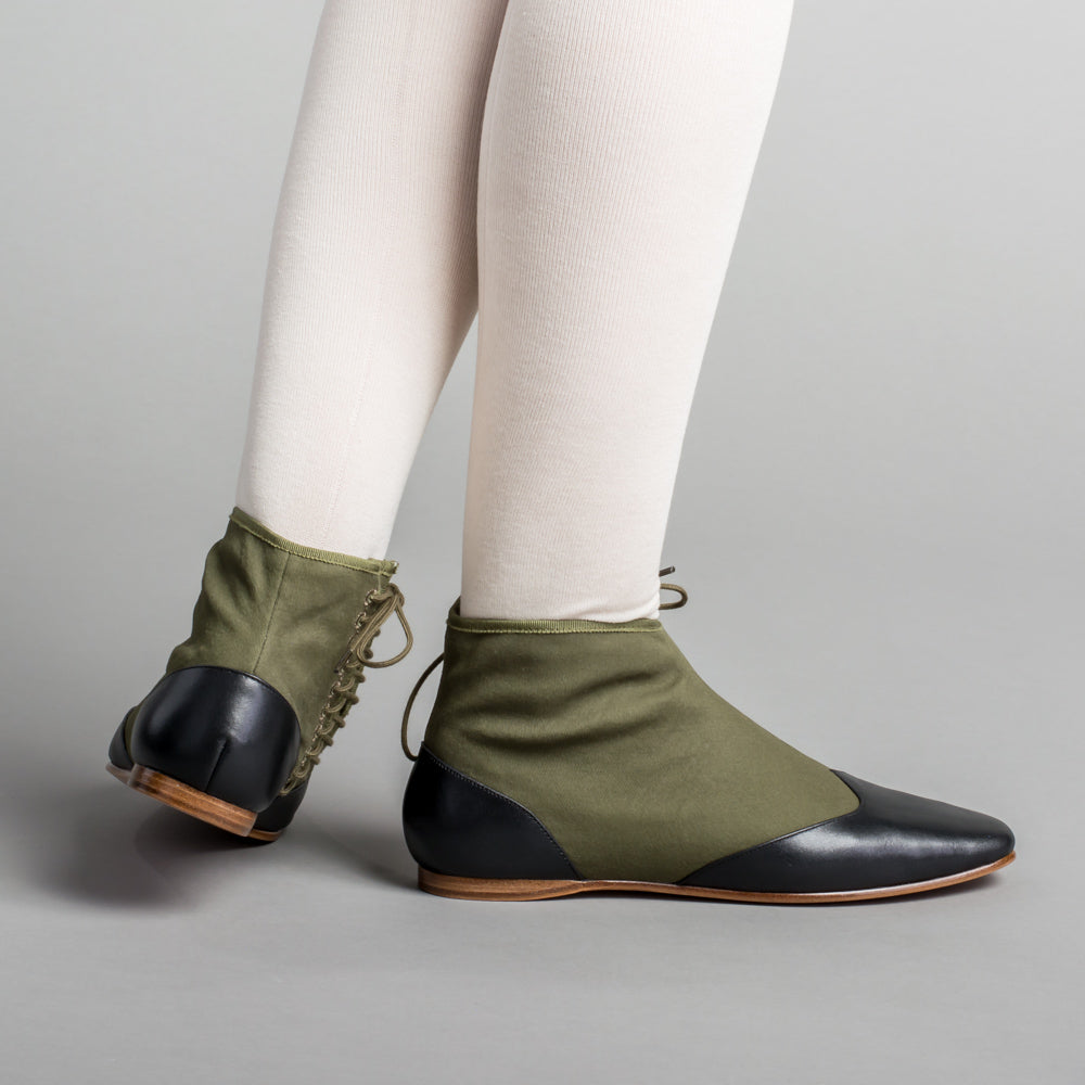 Keckley Victorian Side-Lace Boots (Green/Black)