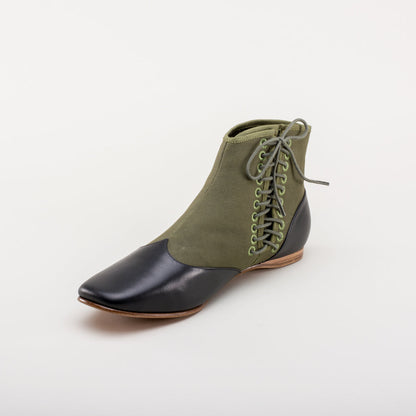 Keckley Victorian Side-Lace Boots (Green/Black)