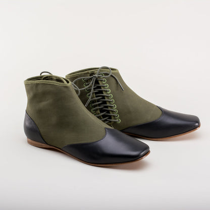Keckley Victorian Side-Lace Boots (Green/Black)