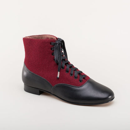 Larkspur Wool/Leather Lace-Up Boots (Burgundy/Black)