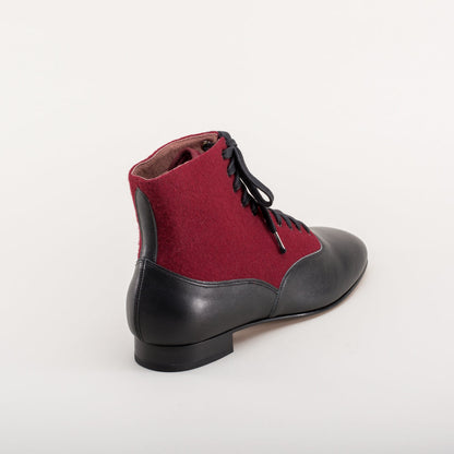 Larkspur Wool/Leather Lace-Up Boots (Burgundy/Black)