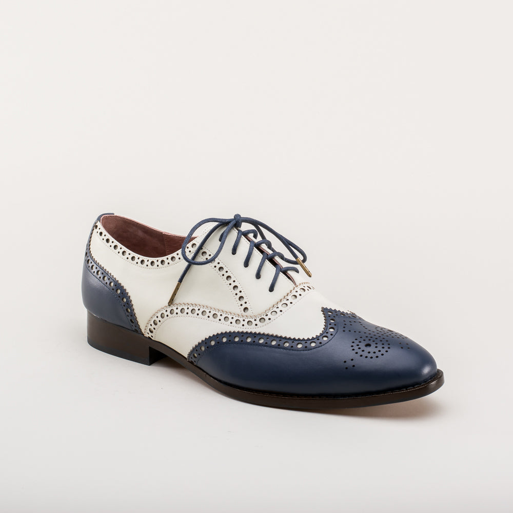 Lawrence Men's Vintage Spectator Shoes (Navy/Ivory)