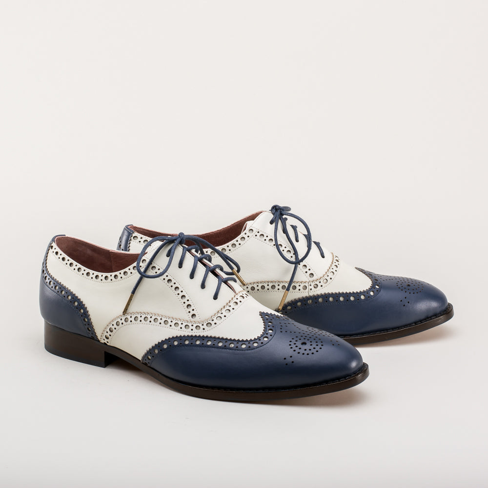 Lawrence Men's Vintage Spectator Shoes (Navy/Ivory)