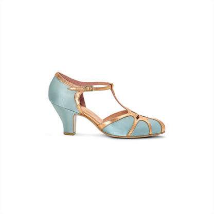 Lilith Vintage Flapper T-Straps Wide (Teal/Copper)