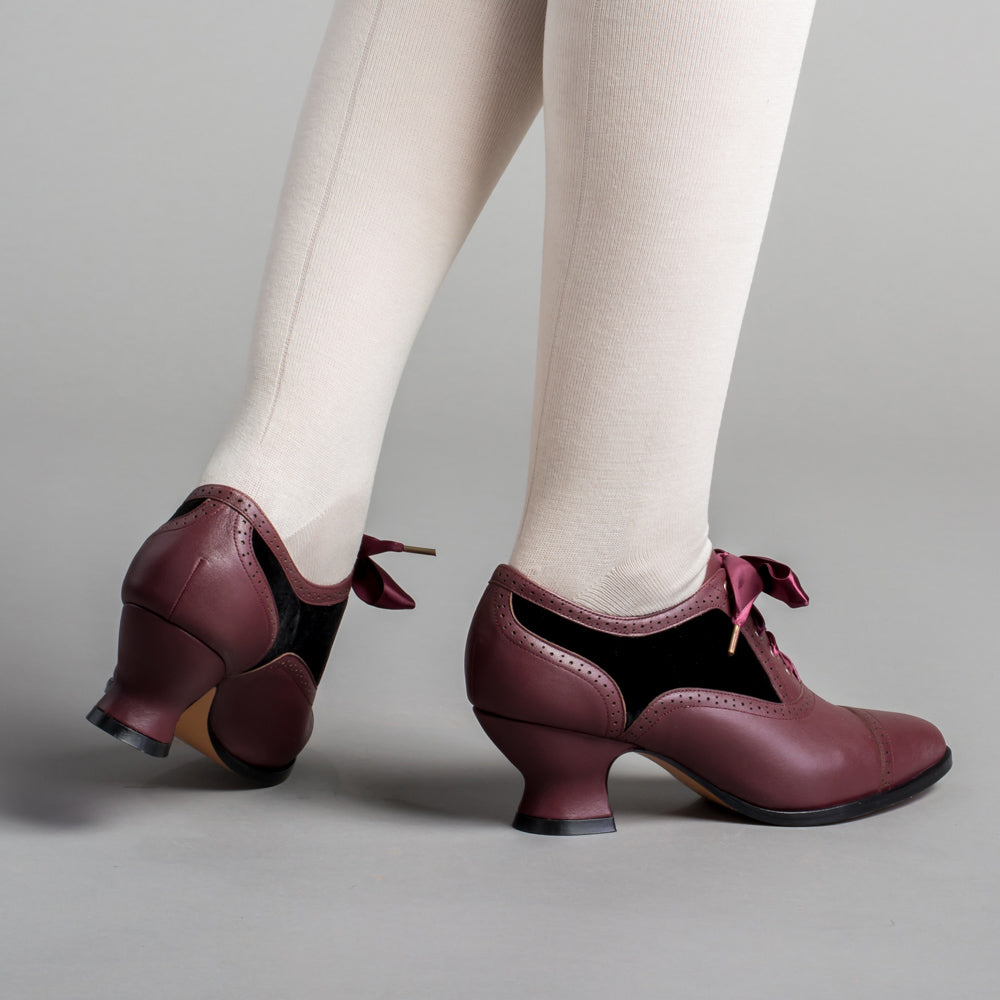 Lucille Edwardian Oxfords (Merlot/Black)