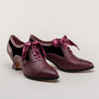 Lucille Edwardian Oxfords (Merlot/Black)