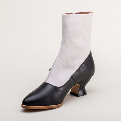Manhattan Victorian Cloth-Top Button Boots (Grey/Black)