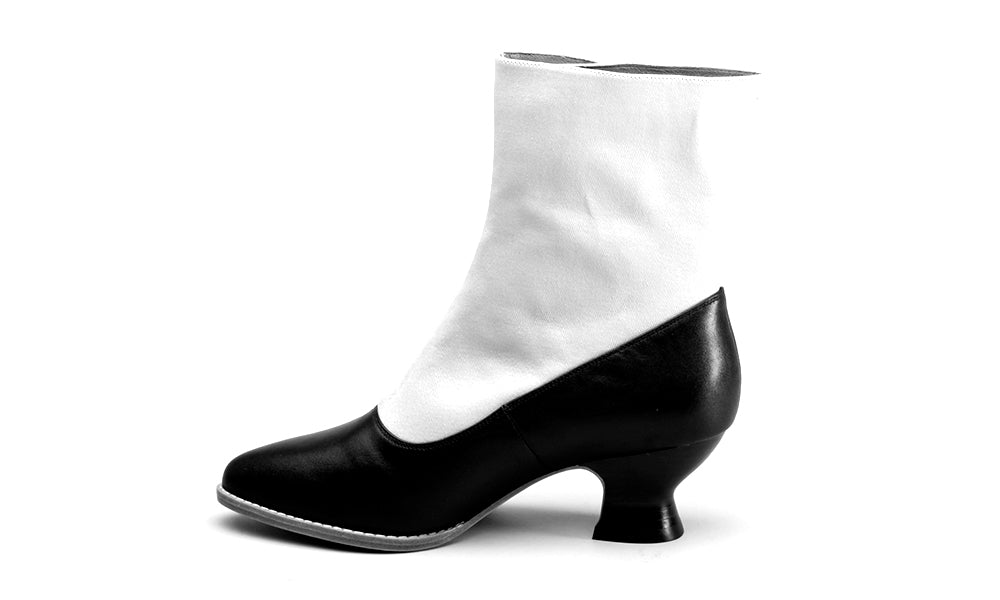 Manhattan Victorian Cloth-Top Button Boots (Grey/Black)