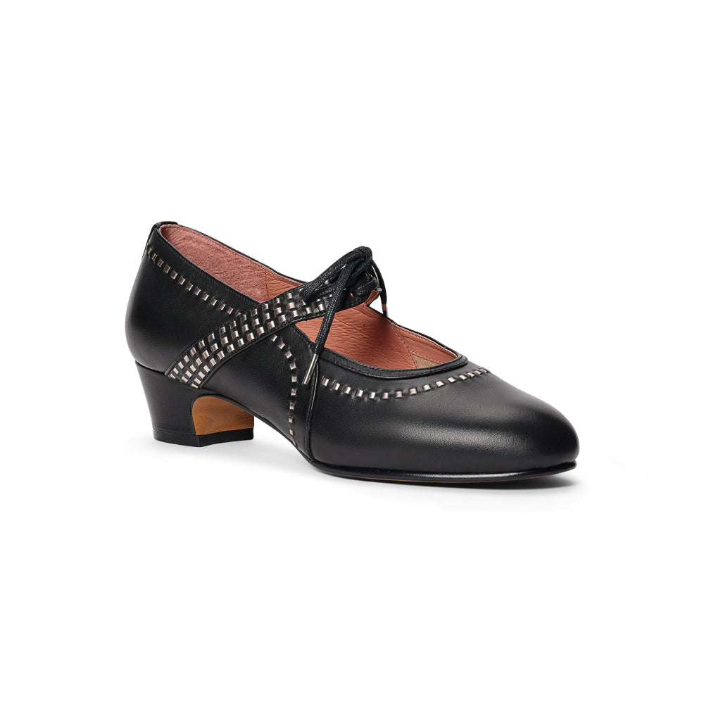 PRE-ORDER Margaret 1920s Shoes (Black/Pewter)