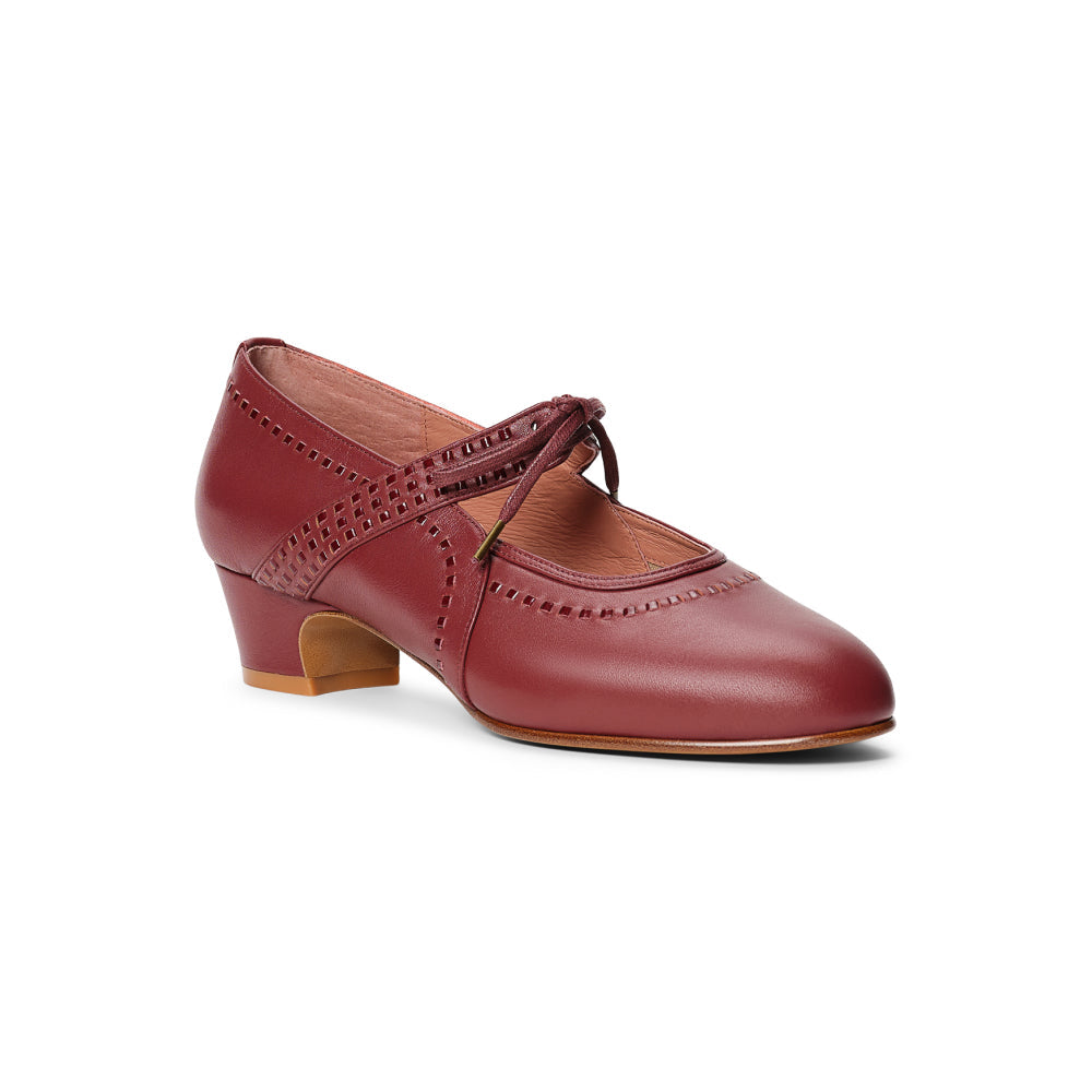 PRE-ORDER Margaret 1920s Shoes (Red/Burgundy)