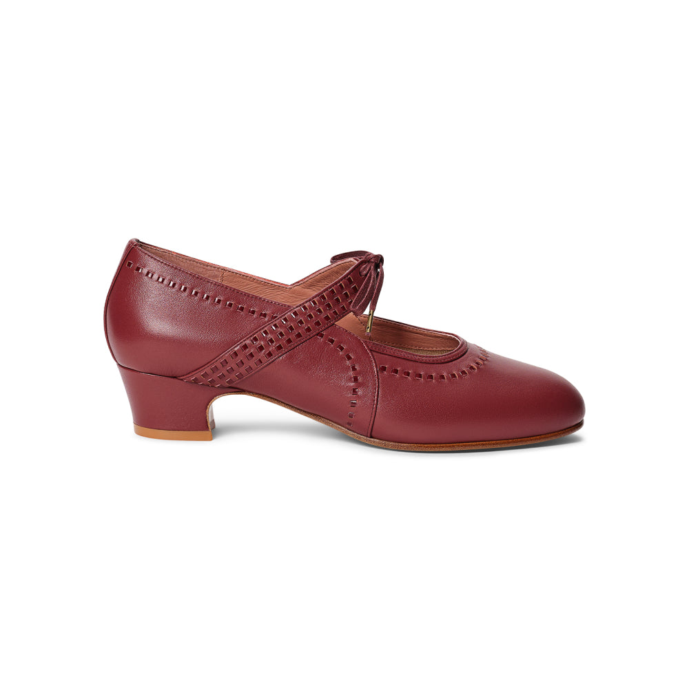 PRE-ORDER Margaret 1920s Shoes (Red/Burgundy)