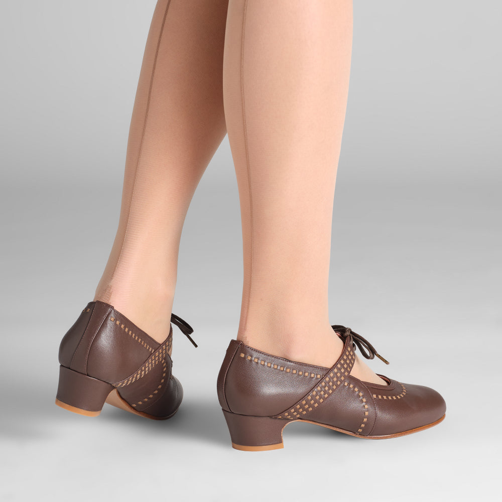 PRE-ORDER Margaret 1920s Shoes (Tan/Brown)