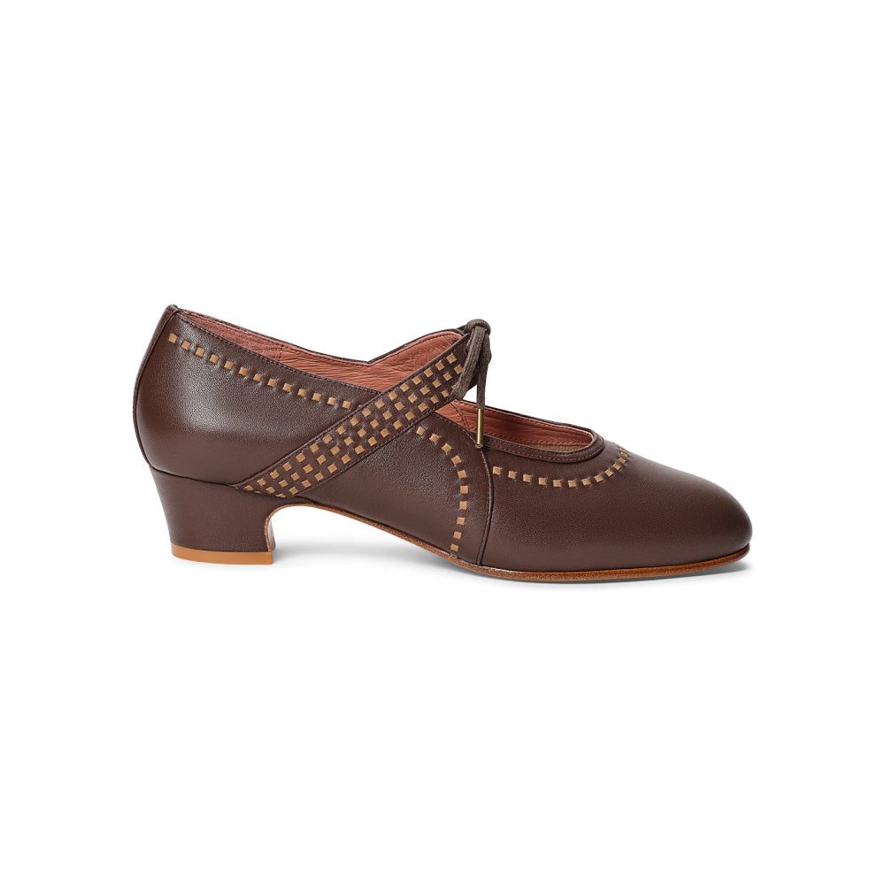 PRE-ORDER Margaret 1920s Shoes Wide (Tan/Brown)